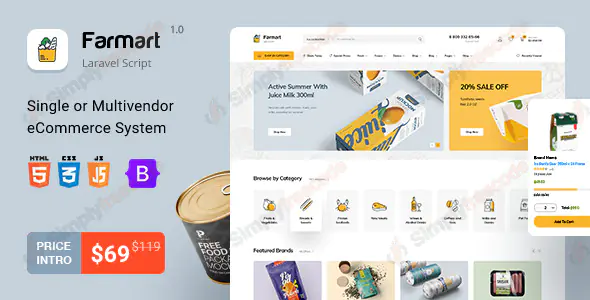 Farmart v1.23.9 - Single or Multivendor Laravel eCommerce System Nulled
