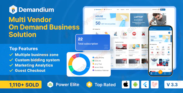 Demandium v3.3 - Multi Provider On Demand, Handyman, Home service App with admin panel - nulled