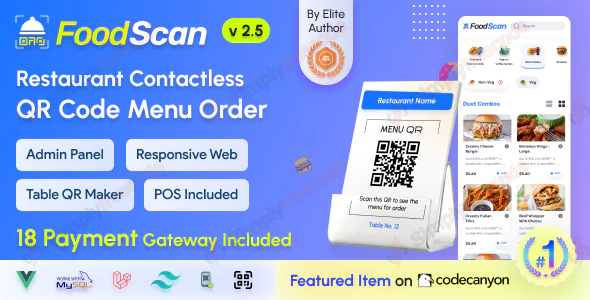 FoodScan v2.5 - Qr Code Restaurant Menu Maker and Contactless Table Ordering System with Restaurant