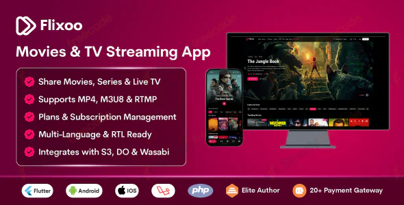 Flixoo v1.0.1 - AI-Powered OTT CMS for Movies, Series & Live TV (Web + Mobile) with Monetization